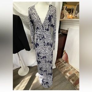 Lilly Pulitzer long sleeve zebra v neck dress